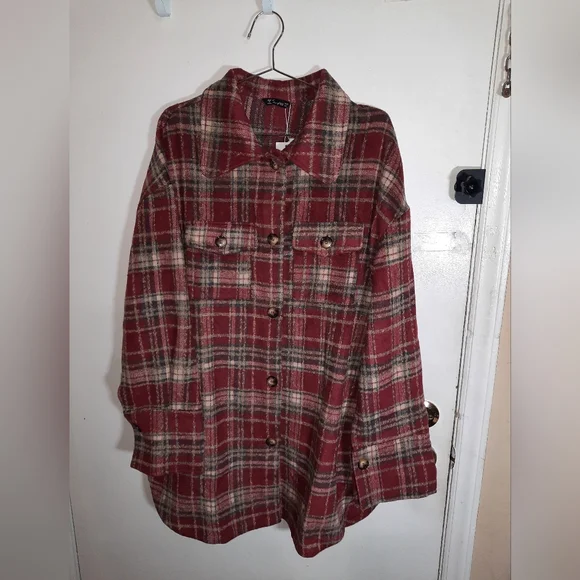 Oversized Button Up Polyester Wool Blend Shacket Coat Size Xl. - Picture 7 of 17